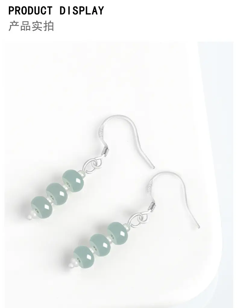 S925 Silver Jade Blue Water Beads Earrings for Women — feature 6
