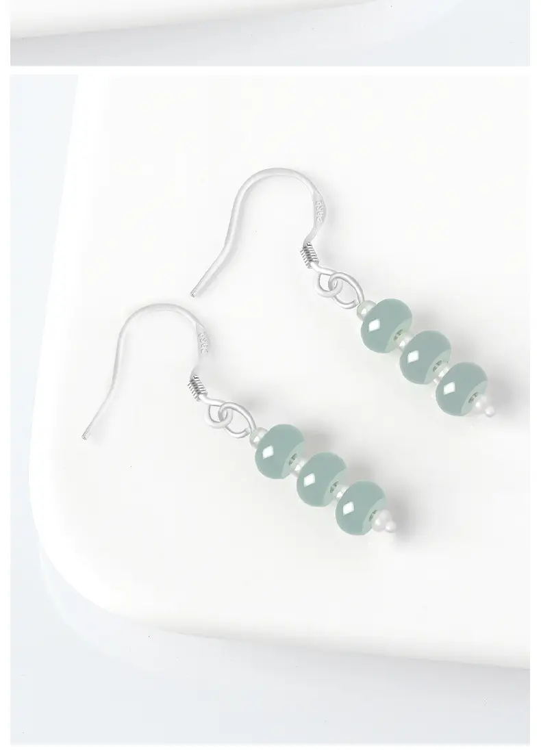 S925 Silver Jade Blue Water Beads Earrings for Women — feature 7