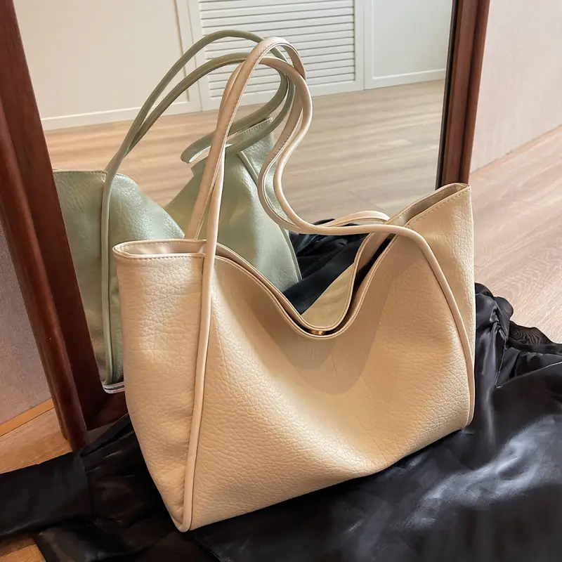 Korean Style Brown Leather Tote Bag for Women - Image 6