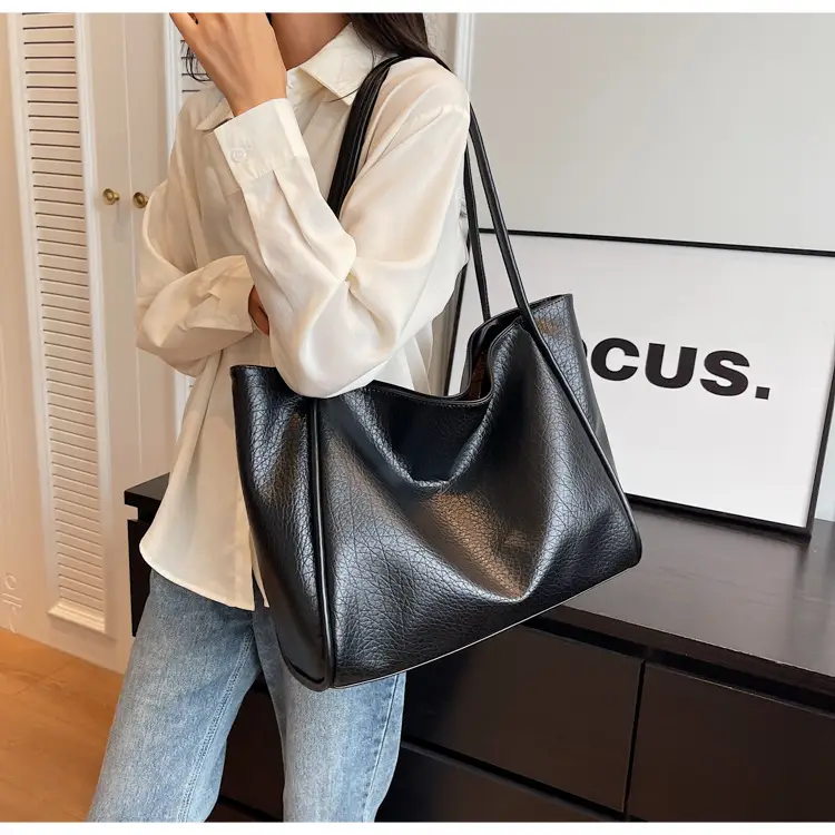 Korean Style Brown Leather Tote Bag for Women — feature 14