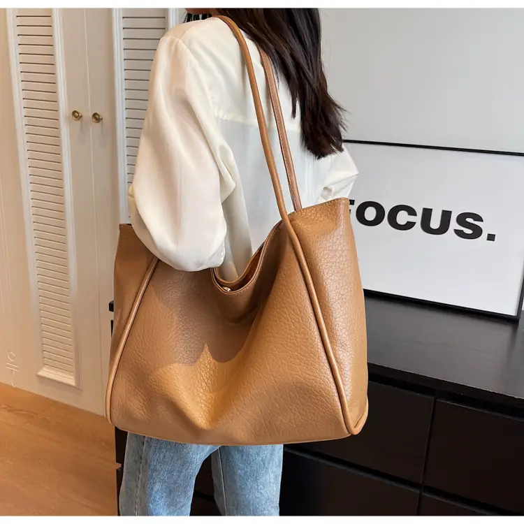 Korean Style Brown Leather Tote Bag for Women — feature 17