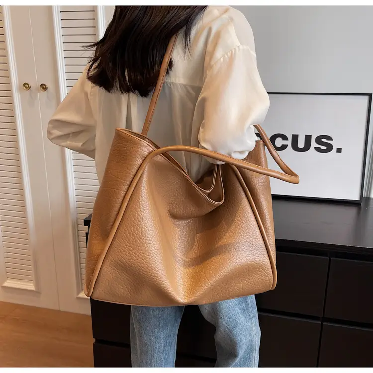 Korean Style Brown Leather Tote Bag for Women — feature 18