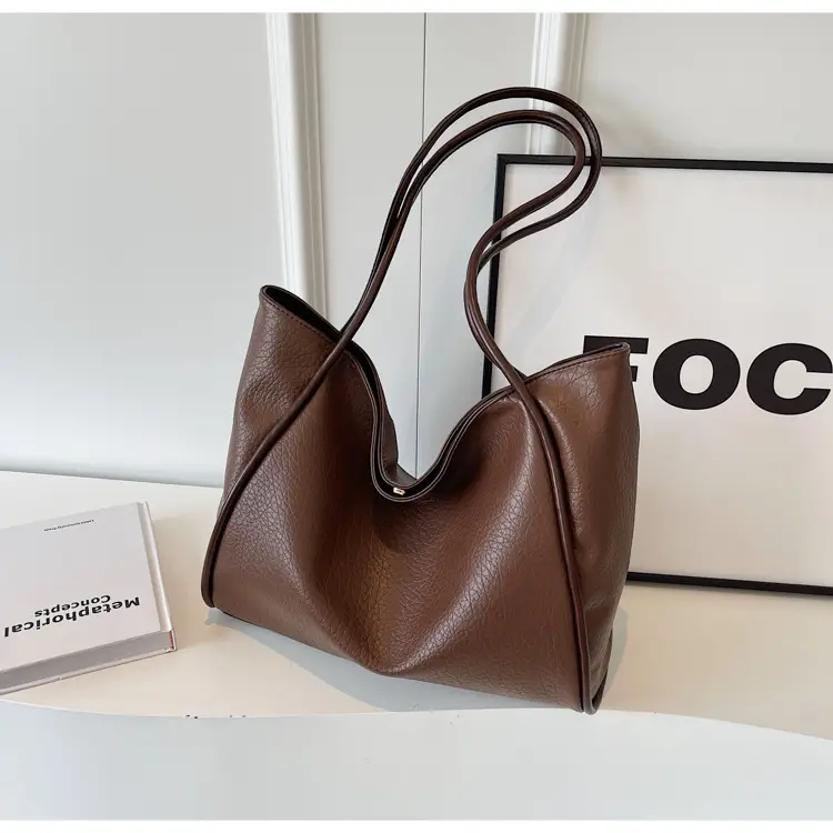 Korean Style Brown Leather Tote Bag for Women — feature 21