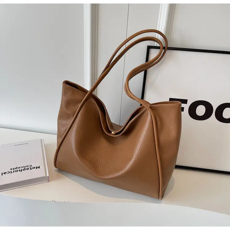 Korean Style Brown Leather Tote Bag for Women — feature 22