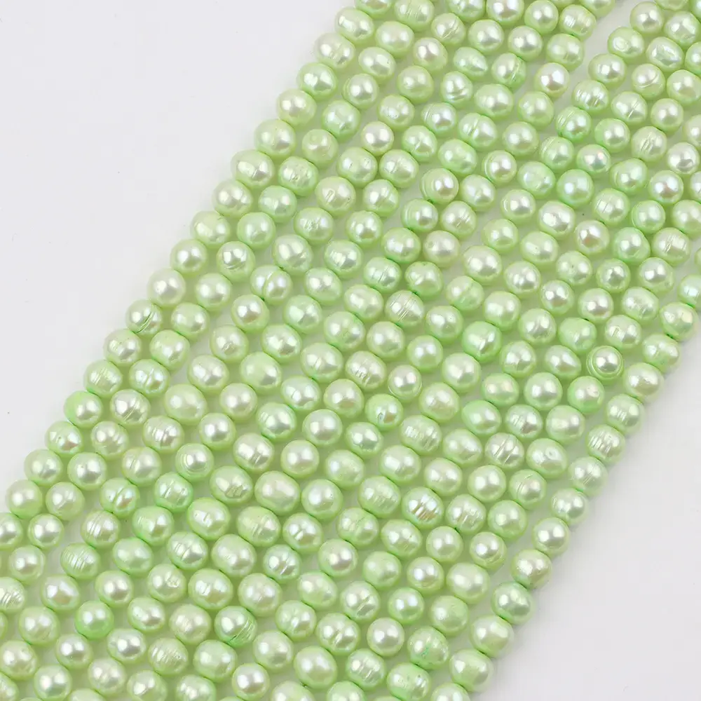 7-8mm Fluorescent Green Micro Thread Round Beads - Image 3