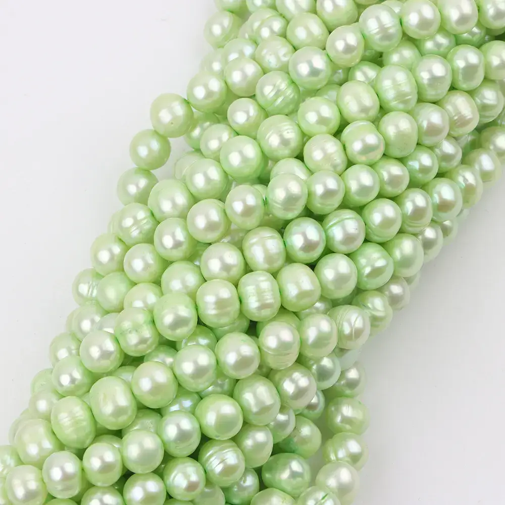 7-8mm Fluorescent Green Micro Thread Round Beads - Image 4