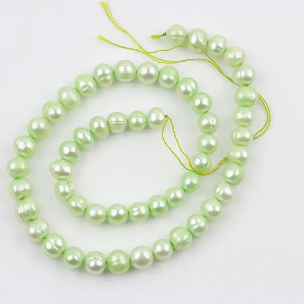 7-8mm Fluorescent Green Micro Thread Round Beads - Image 5
