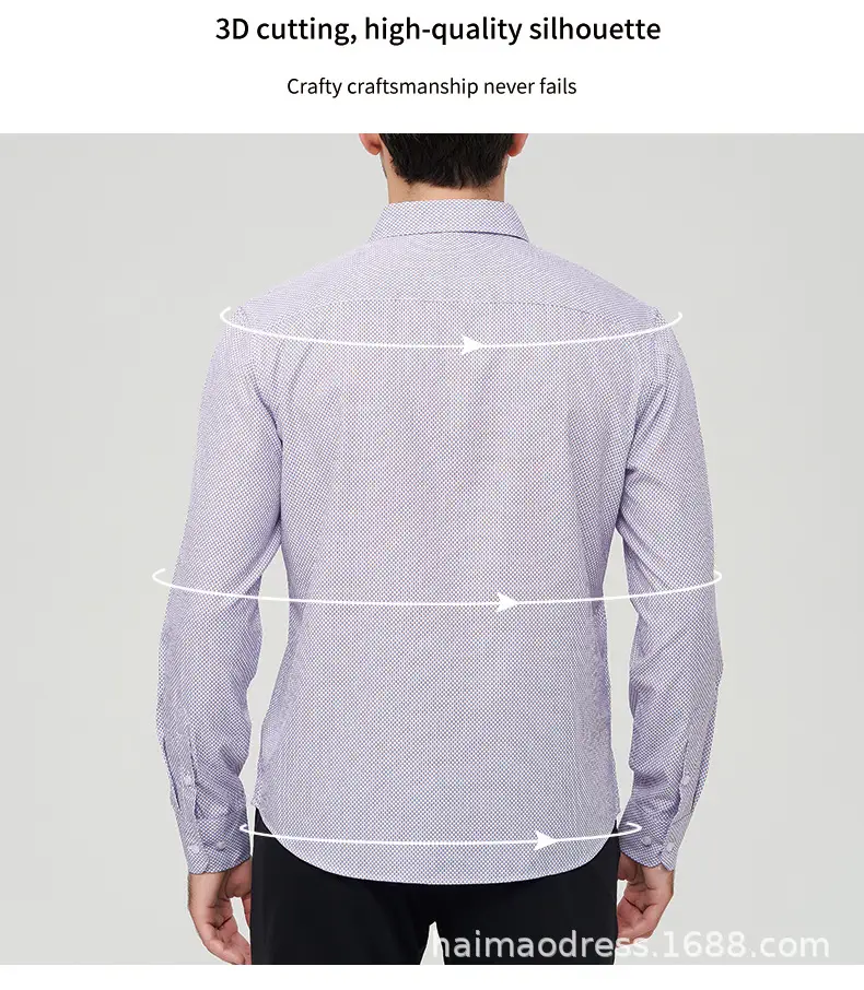 Men's Light Gray Thin Plaid Long Sleeve Shirt Plus Size — feature 17