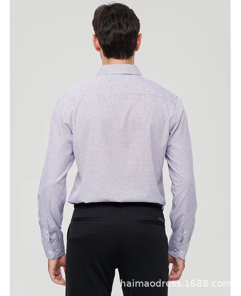 Men's Light Gray Thin Plaid Long Sleeve Shirt Plus Size — feature 29