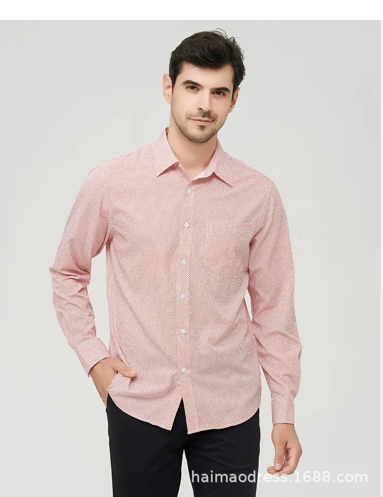 Men's Light Gray Thin Plaid Long Sleeve Shirt Plus Size — feature 30