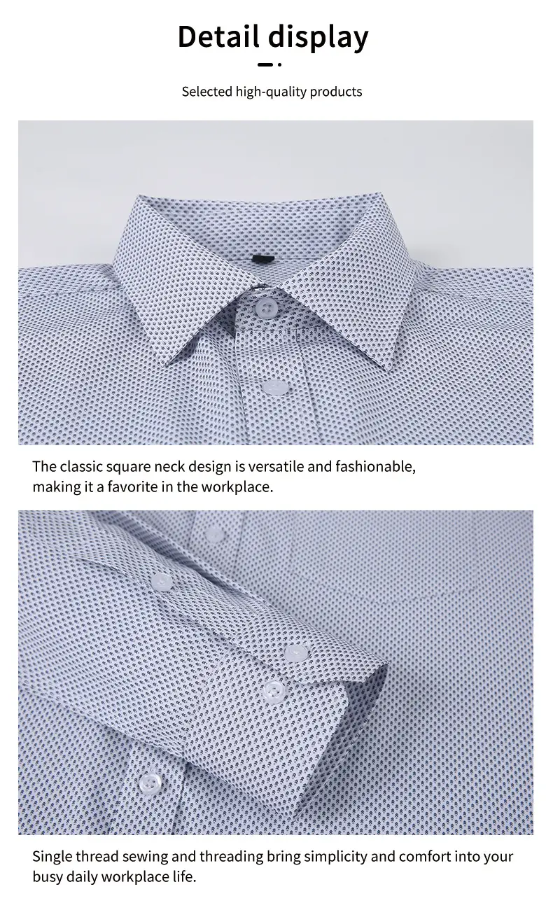 Men's Light Gray Thin Plaid Long Sleeve Shirt Plus Size — feature 34