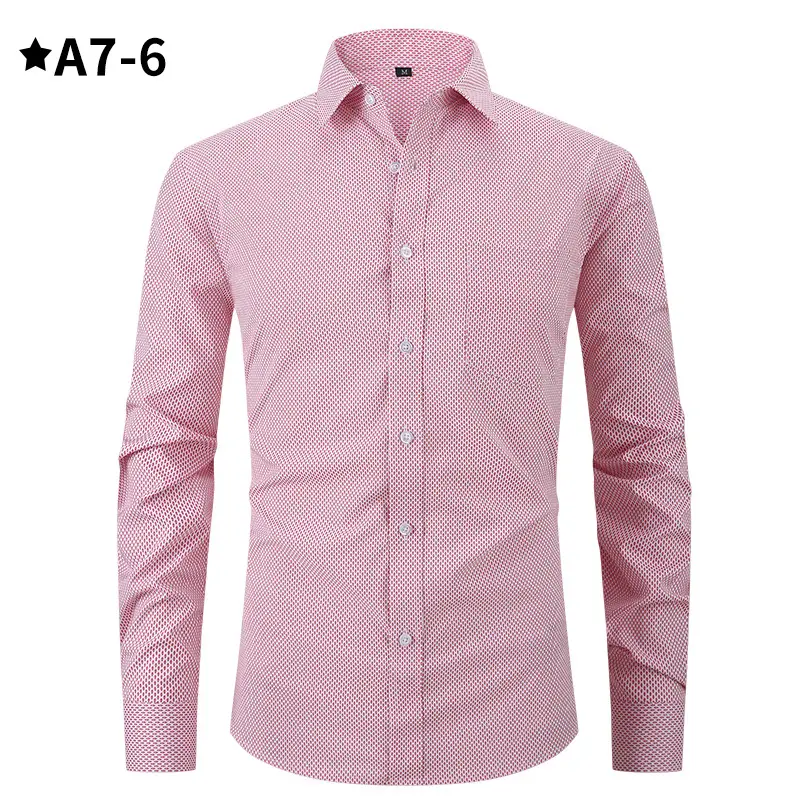 Men's Light Gray Thin Plaid Long Sleeve Shirt Plus Size - Image 5