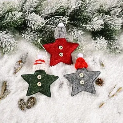 Christmas Dolls 5-Pin Star Decorations for Home Decor