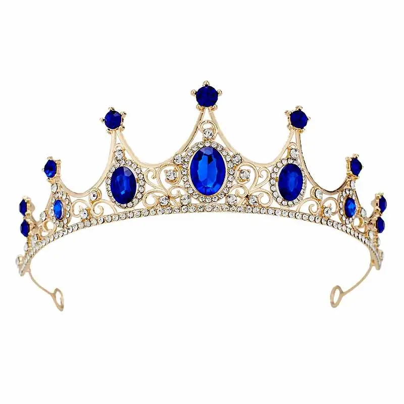 Retro Blue Crystal Princess Crown for Girls Birthday Dance - Image 16