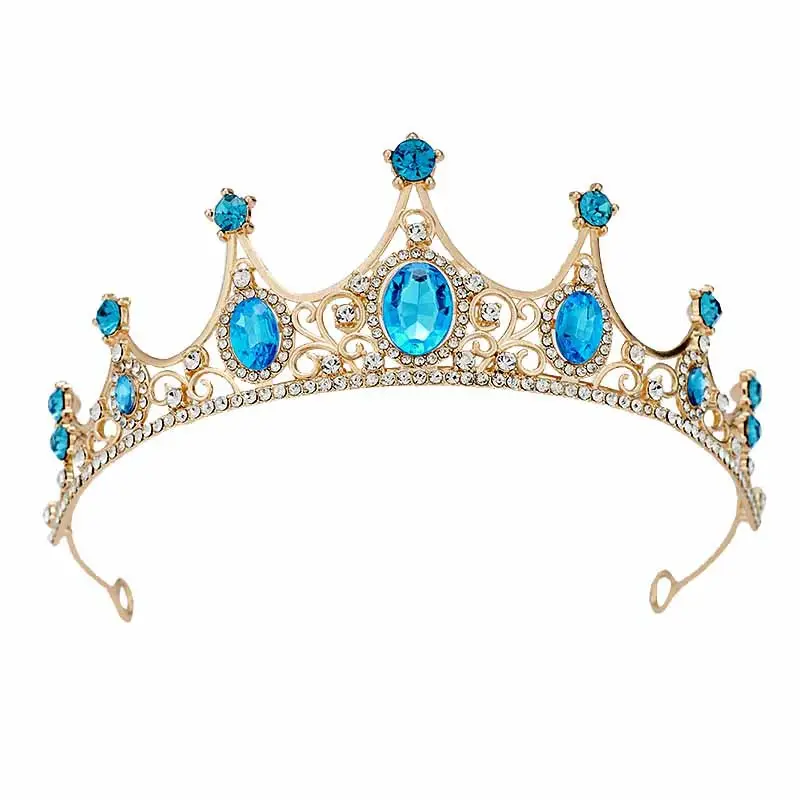 Retro Blue Crystal Princess Crown for Girls Birthday Dance - Image 17