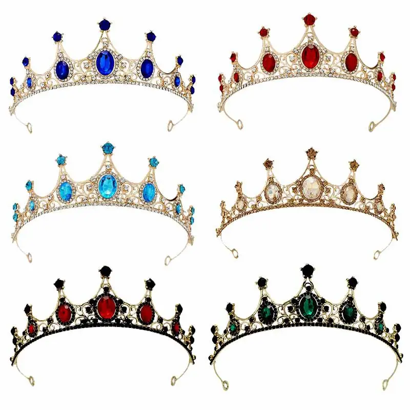 Retro Blue Crystal Princess Crown for Girls Birthday Dance — feature 1