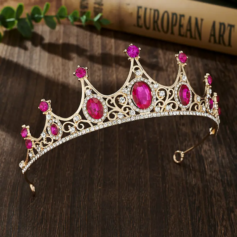 Retro Blue Crystal Princess Crown for Girls Birthday Dance — feature 13