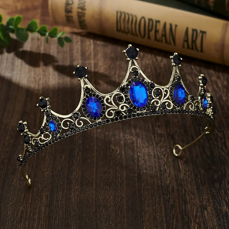Retro Blue Crystal Princess Crown for Girls Birthday Dance — feature 23