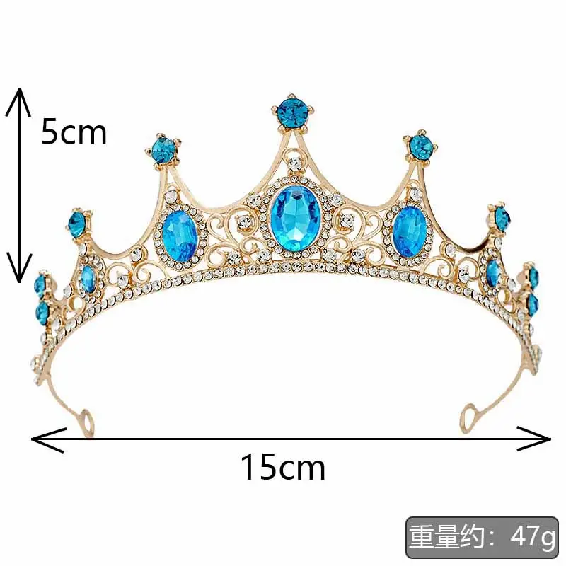 Retro Blue Crystal Princess Crown for Girls Birthday Dance — feature 4