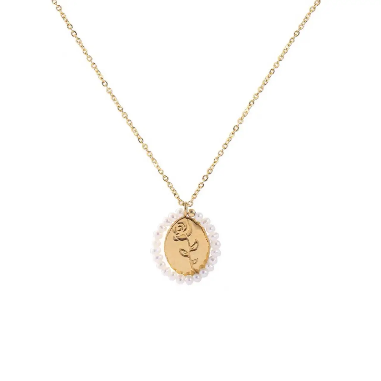 Gold Rose Bouquet Pearl Necklace for Girls - Image 5