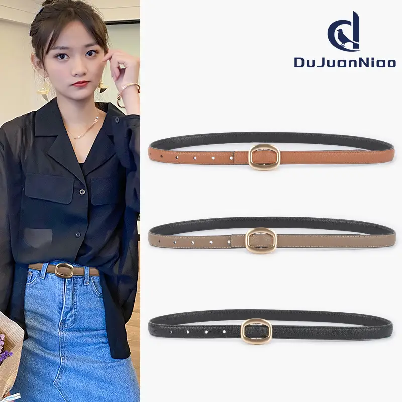 Women's Light-colored Cowhide Leather Belt with Buckle - Image 11