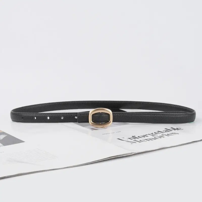 Women's Light-colored Cowhide Leather Belt with Buckle - Image 13
