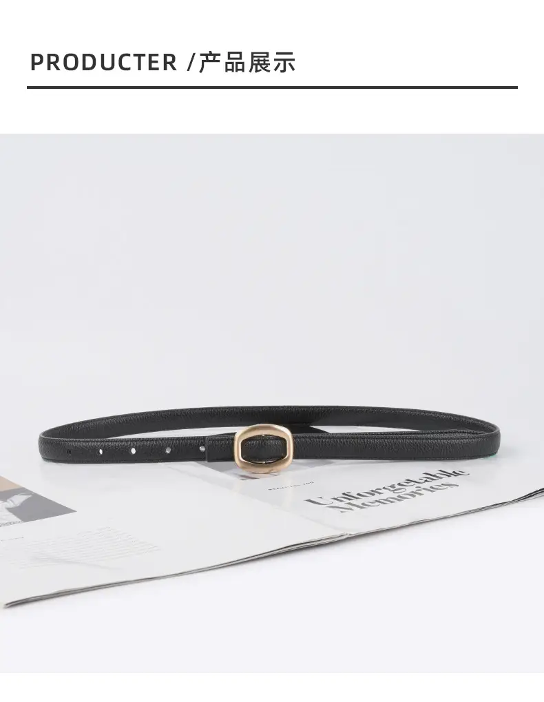Women's Light-colored Cowhide Leather Belt with Buckle β feature 10