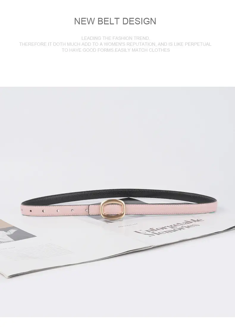 Women's Light-colored Cowhide Leather Belt with Buckle β feature 13