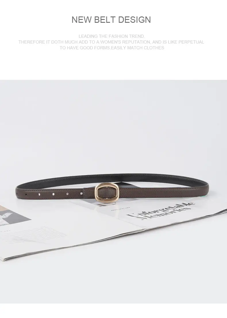 Women's Light-colored Cowhide Leather Belt with Buckle β feature 14