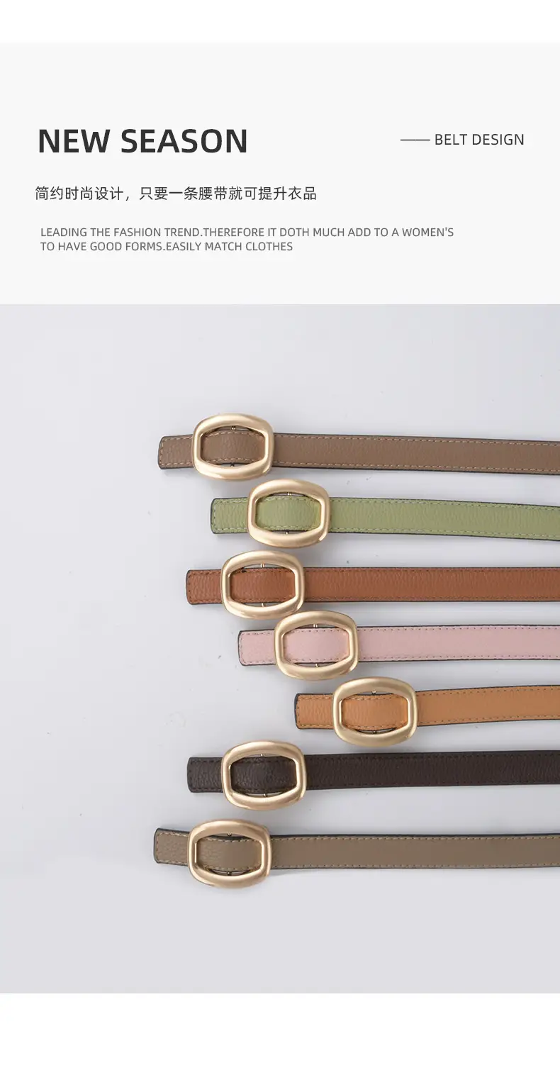 Women's Light-colored Cowhide Leather Belt with Buckle β feature 5