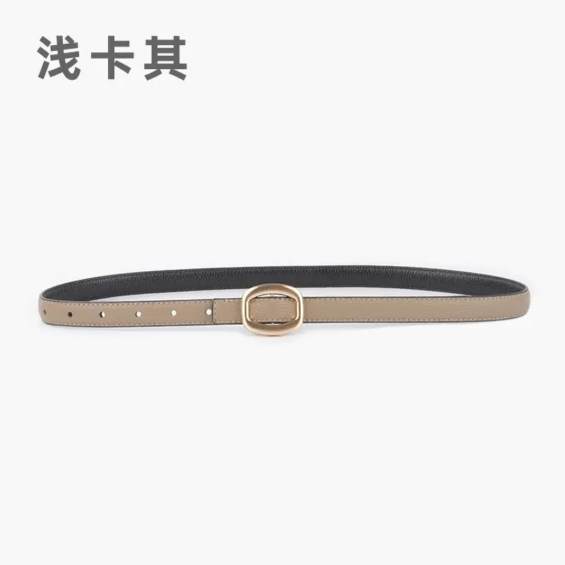 Women's Light-colored Cowhide Leather Belt with Buckle - Image 5