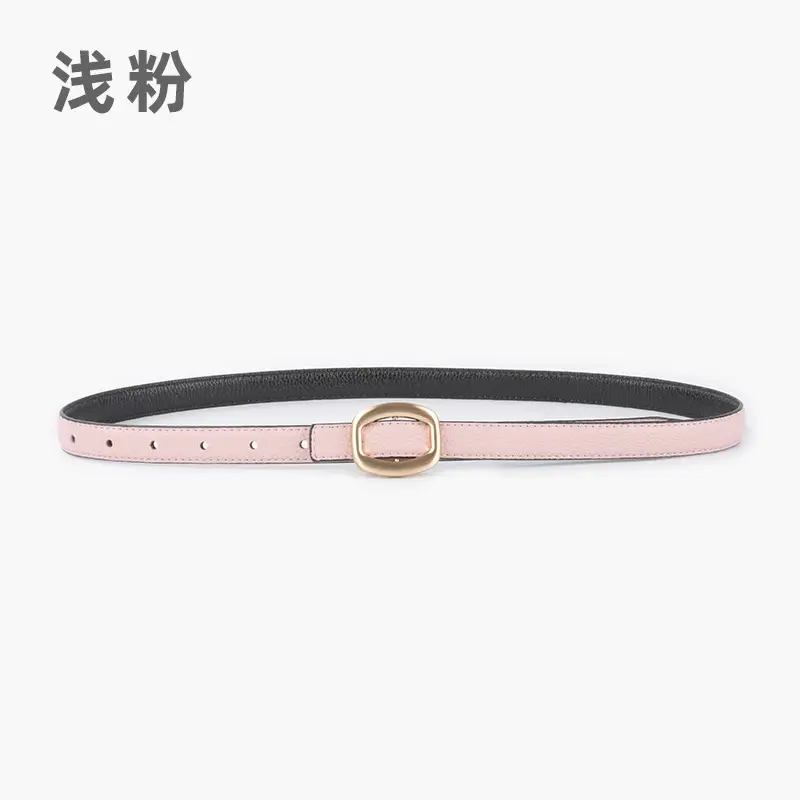 Women's Light-colored Cowhide Leather Belt with Buckle - Image 6
