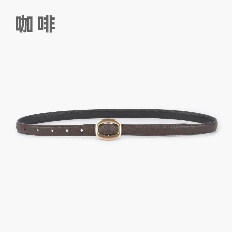 Women's Light-colored Cowhide Leather Belt with Buckle - Image 7