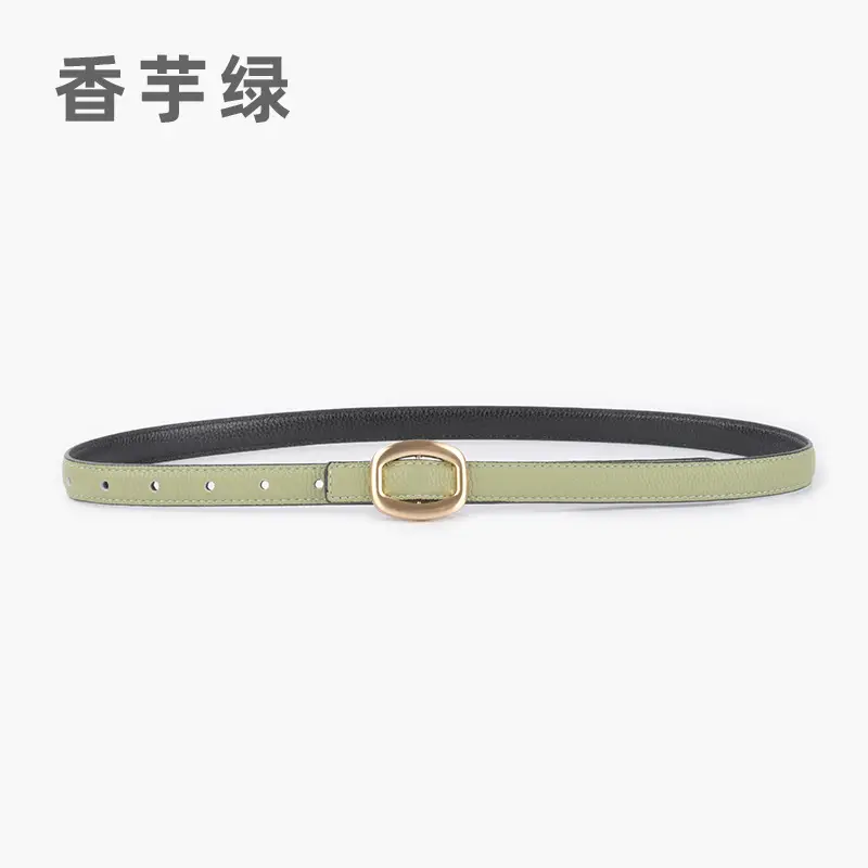 Women's Light-colored Cowhide Leather Belt with Buckle - Image 8