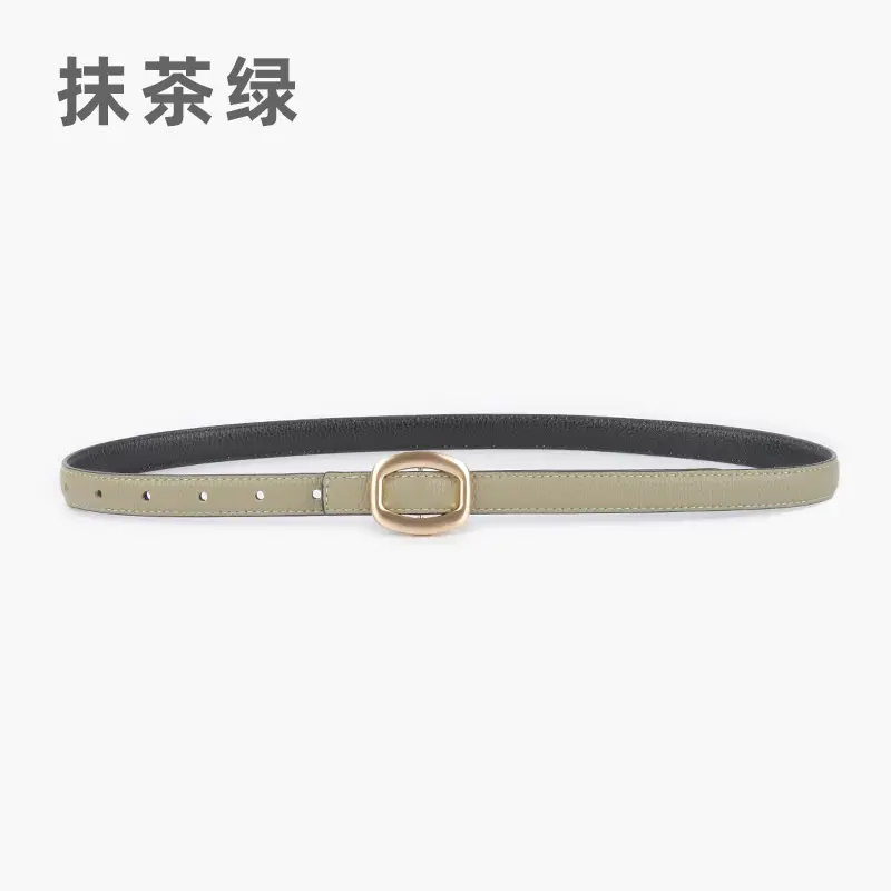 Women's Light-colored Cowhide Leather Belt with Buckle - Image 9