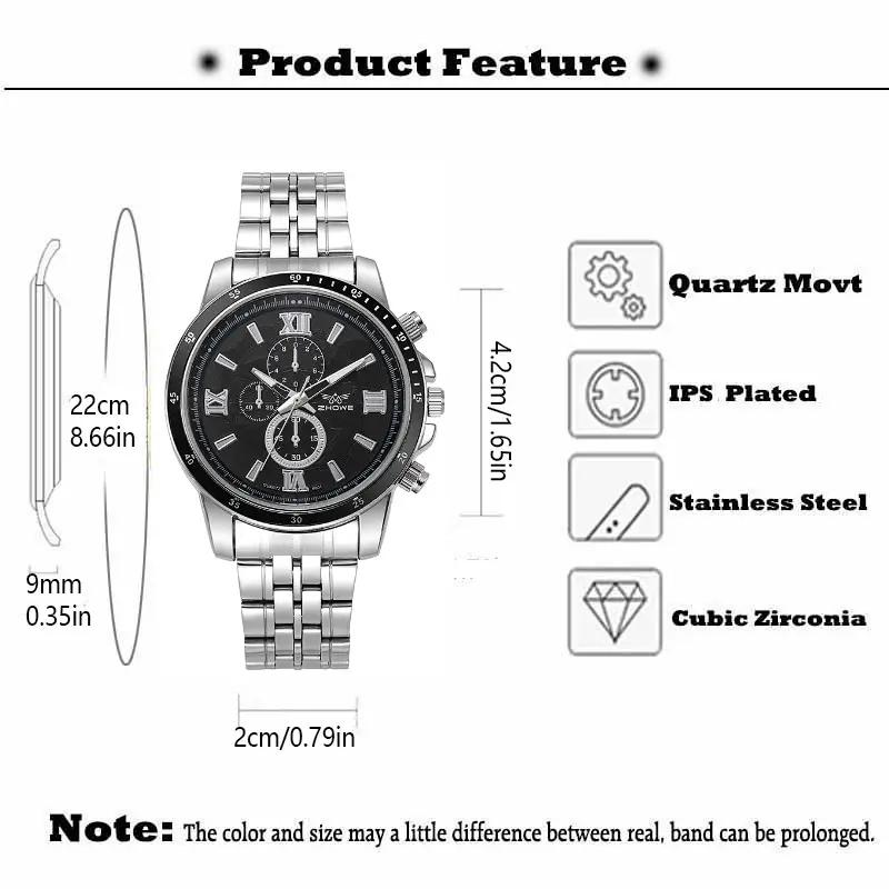 Men's Black Quartz Watch with Silicone Band & Large Dial — feature 11