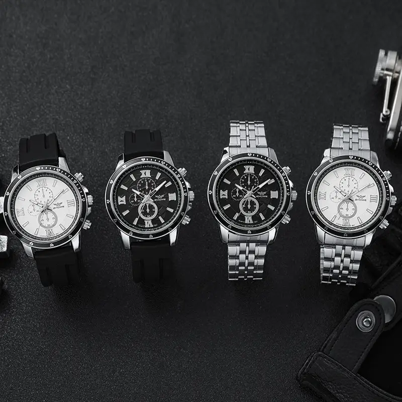 Men's Black Quartz Watch with Silicone Band & Large Dial — feature 5