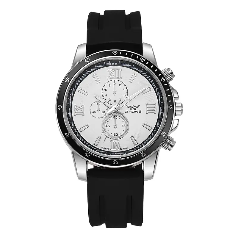 Men's Black Quartz Watch with Silicone Band & Large Dial — feature 7