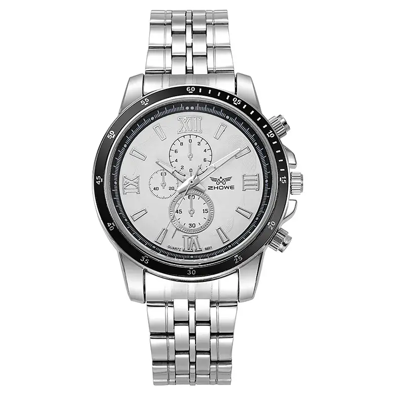 Men's Black Quartz Watch with Silicone Band & Large Dial
