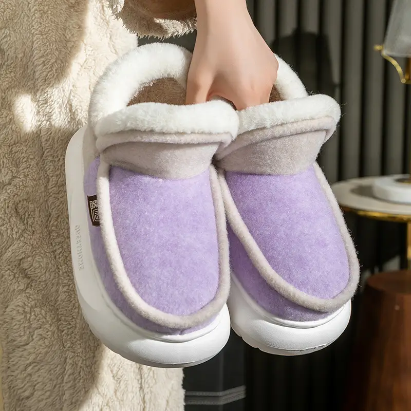 Women's Fleece Lined Warm Slippers Winter Grey