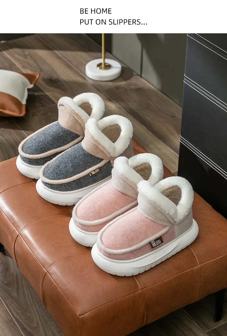 Women's Fleece Lined Warm Slippers Winter Grey — feature 10