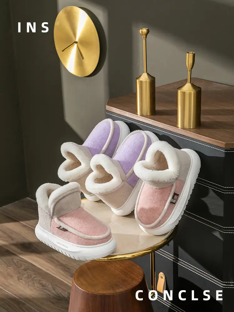 Women's Fleece Lined Warm Slippers Winter Grey — feature 3