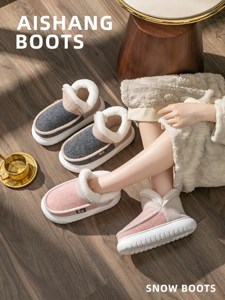 Women's Fleece Lined Warm Slippers Winter Grey — feature 5