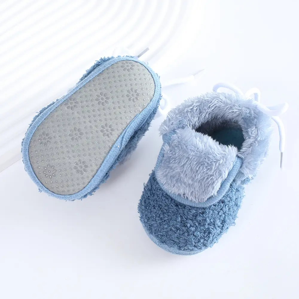 Newborn Fleece Lined Baby Shoes Blue 3-5-9