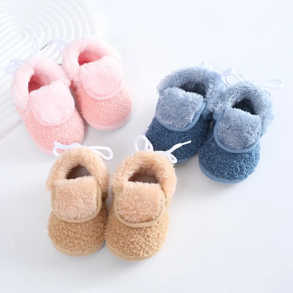 Newborn Fleece Lined Baby Shoes Blue 3-5-9 — feature 1