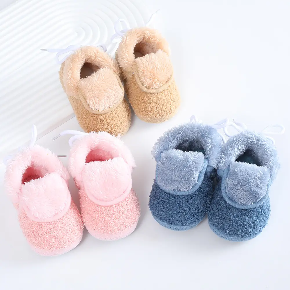 Newborn Fleece Lined Baby Shoes Blue 3-5-9 — feature 2