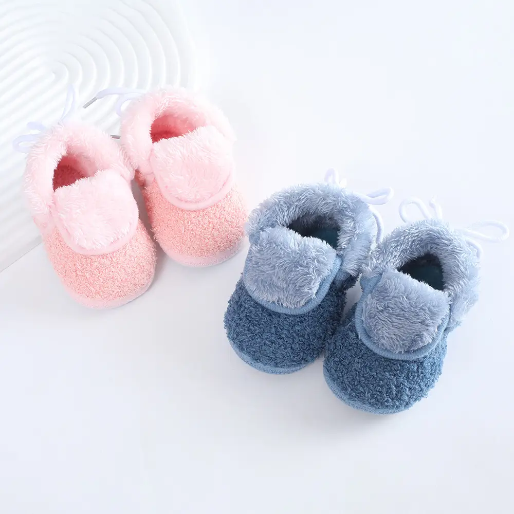 Newborn Fleece Lined Baby Shoes Blue 3-5-9 — feature 3