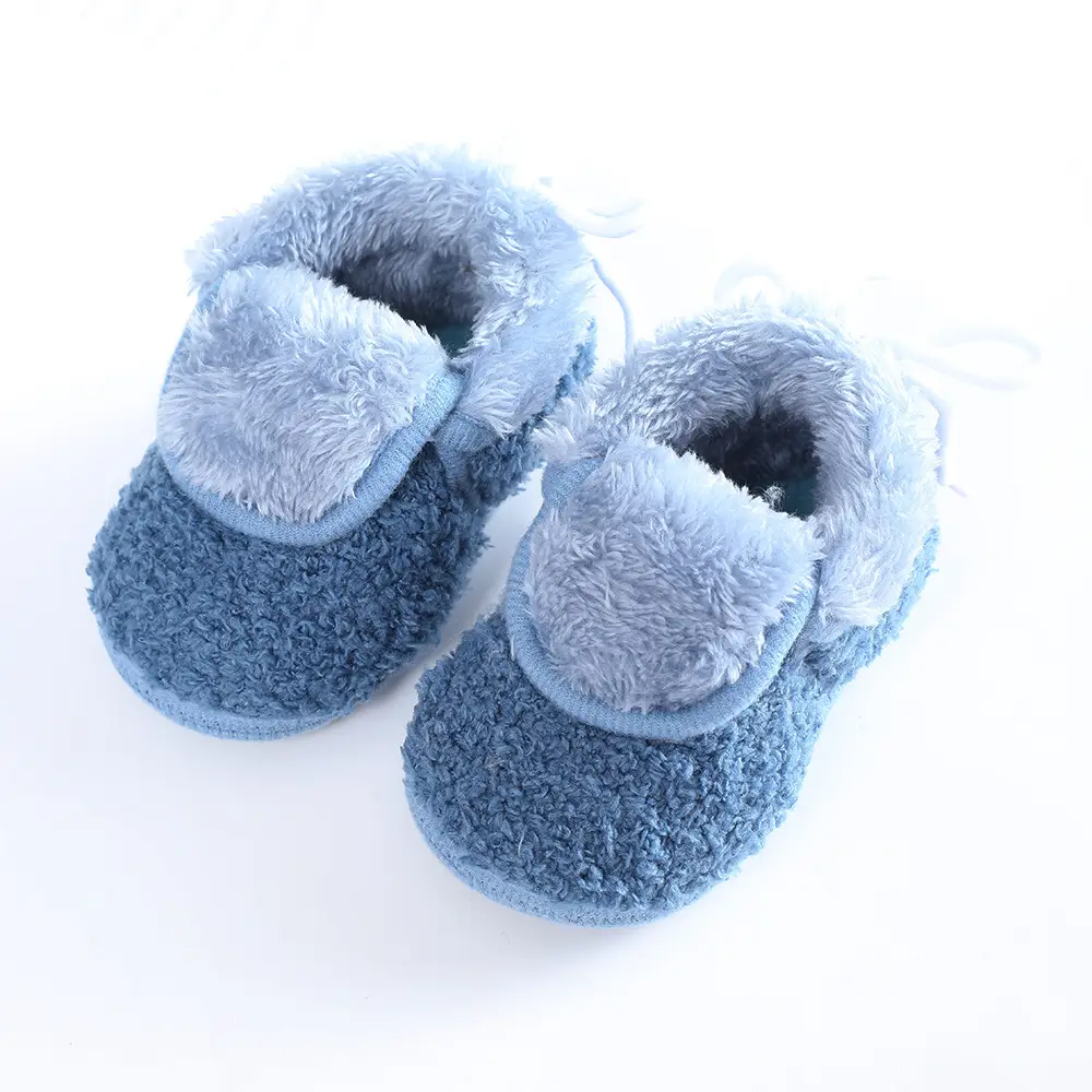 Newborn Fleece Lined Baby Shoes Blue 3-5-9