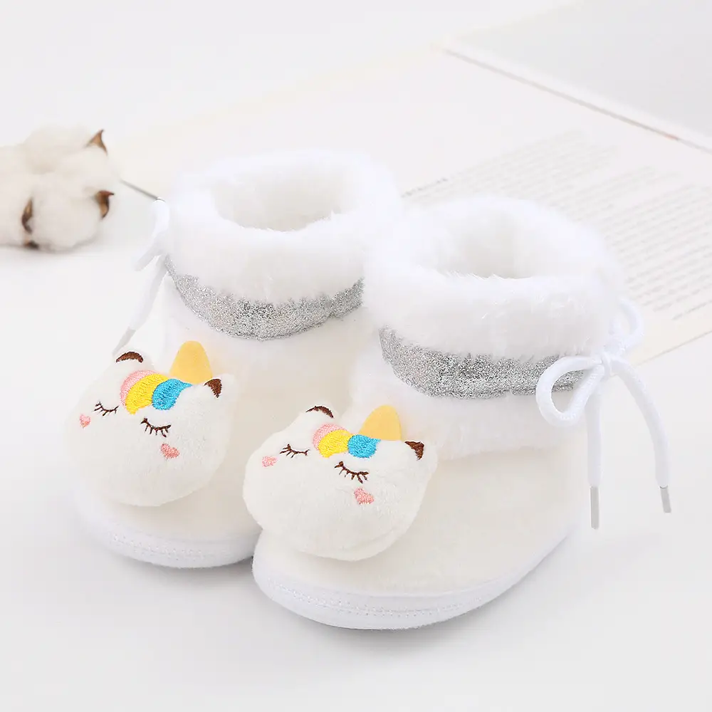 Newborn Fleece Lined Cartoon Baby Shoes Pink 0-1Yr — feature 13