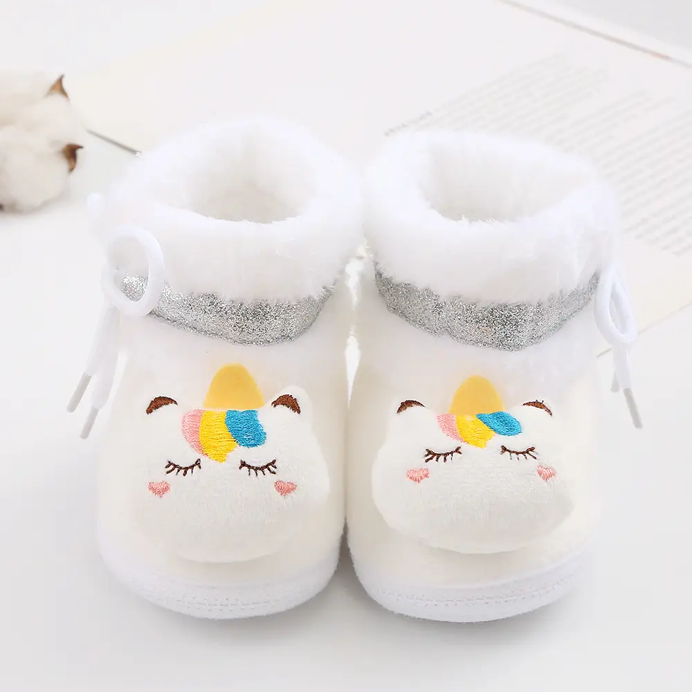 Newborn Fleece Lined Cartoon Baby Shoes Pink 0-1Yr — feature 14
